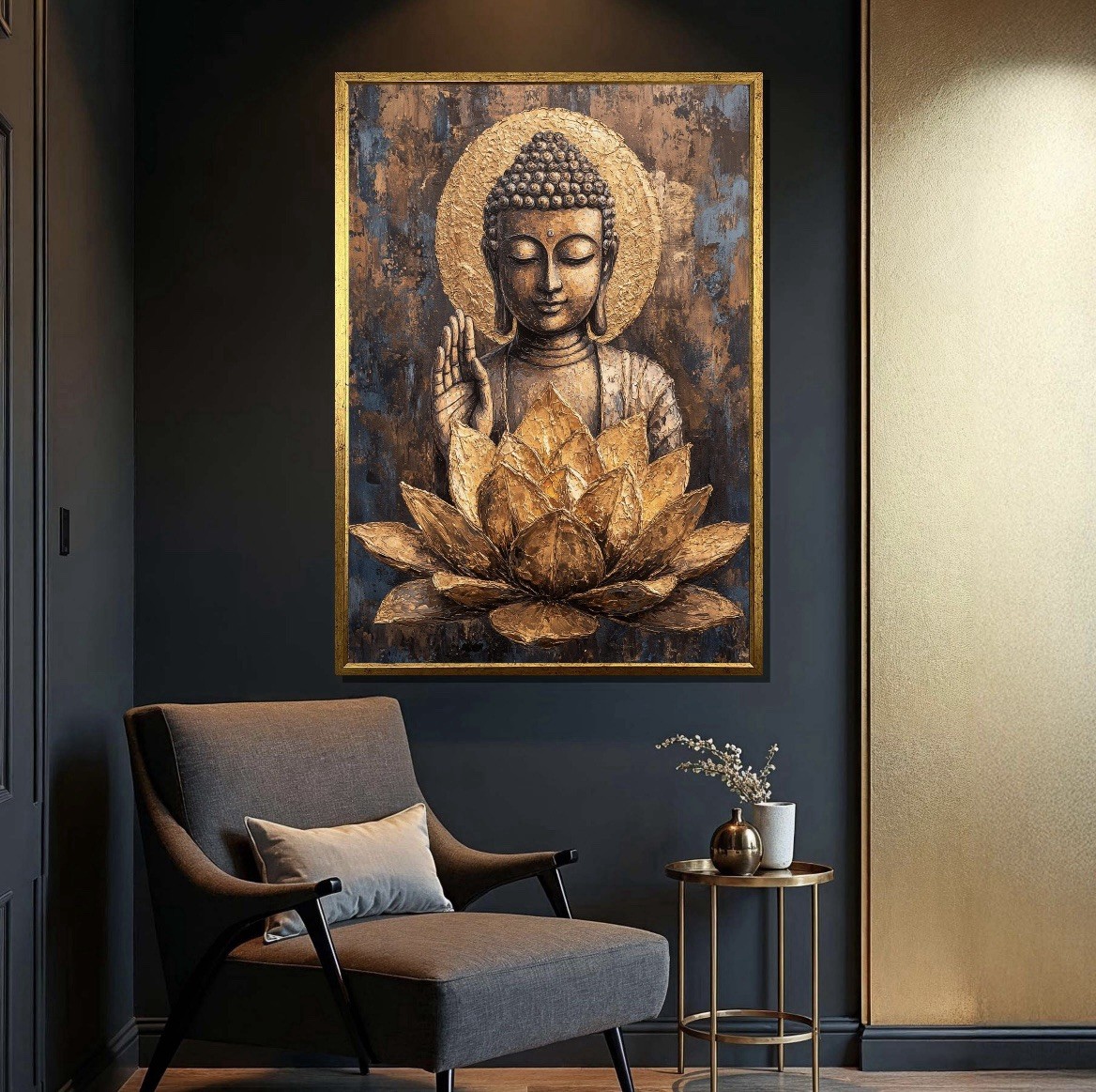Canvas Wall art Print Buddha On Lotus Buddhist Art Religious Wall decor Art