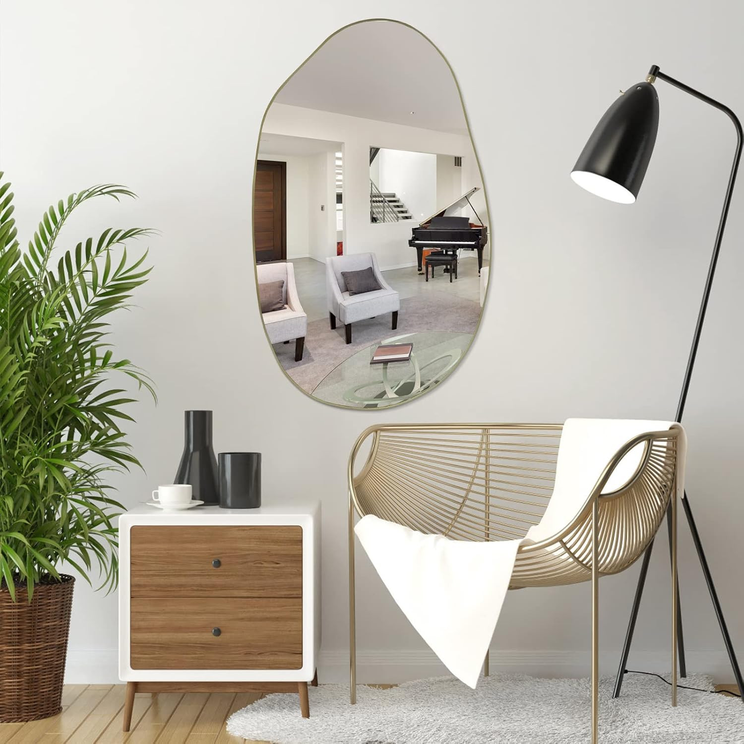 Unique Gold Irregular Wall Mirror – Asymmetrical Design for Any Room