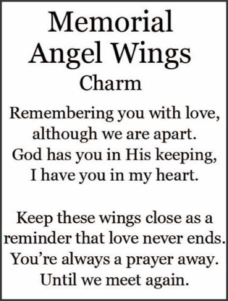 Ganz Memorial Angel Wings in Heart Shape « Always In My Heart » +Card 1 5/8&Prime;x 7/8&Prime;
