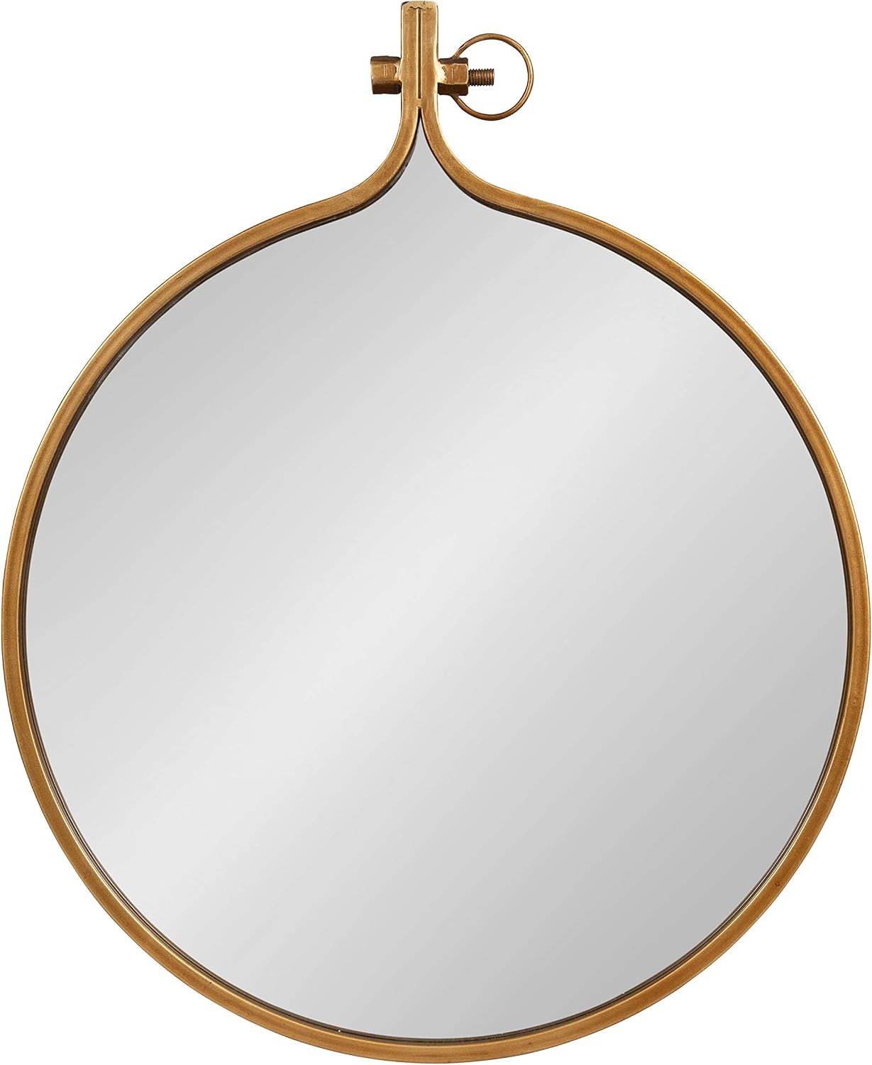 Yitro Round Industrial Modern Metal Framed Wall Mirror, 23.5×28.5, Gold