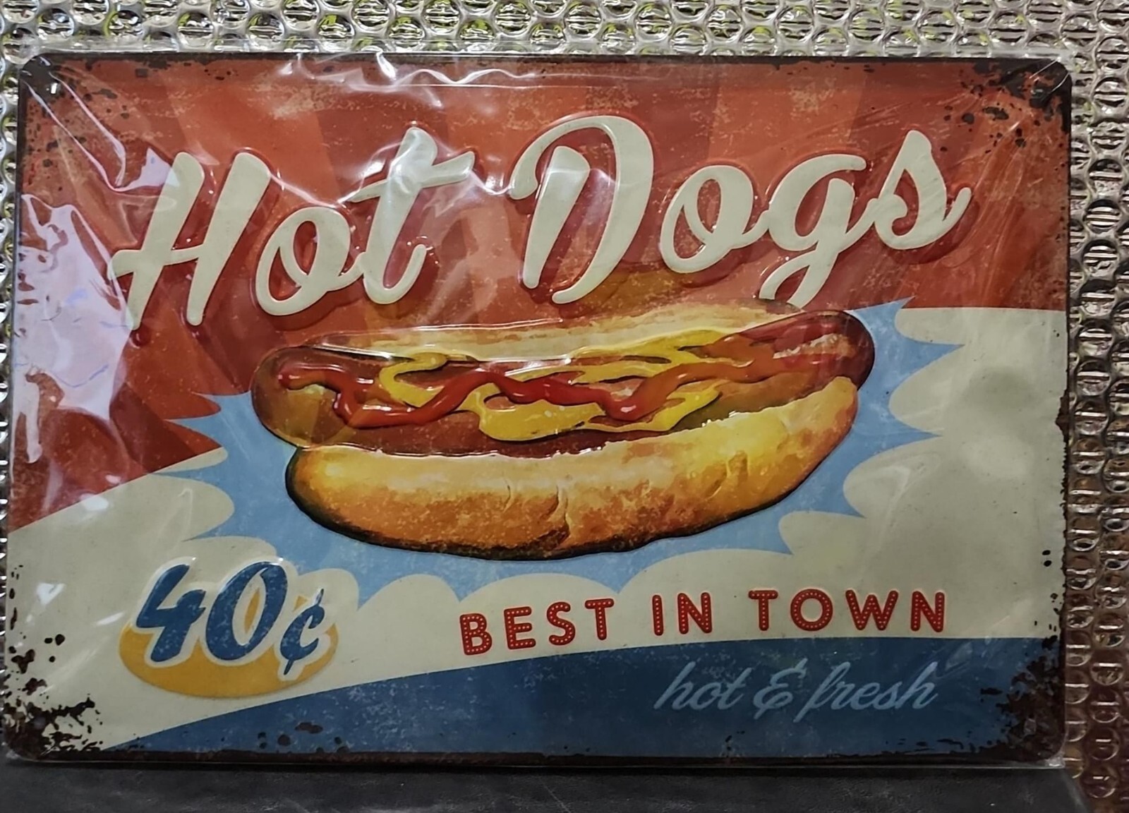 NOSTALGIC ART MERCHANDISING RETRO TIN SIGN HOT DOGS 7.9 » X 11.8 »