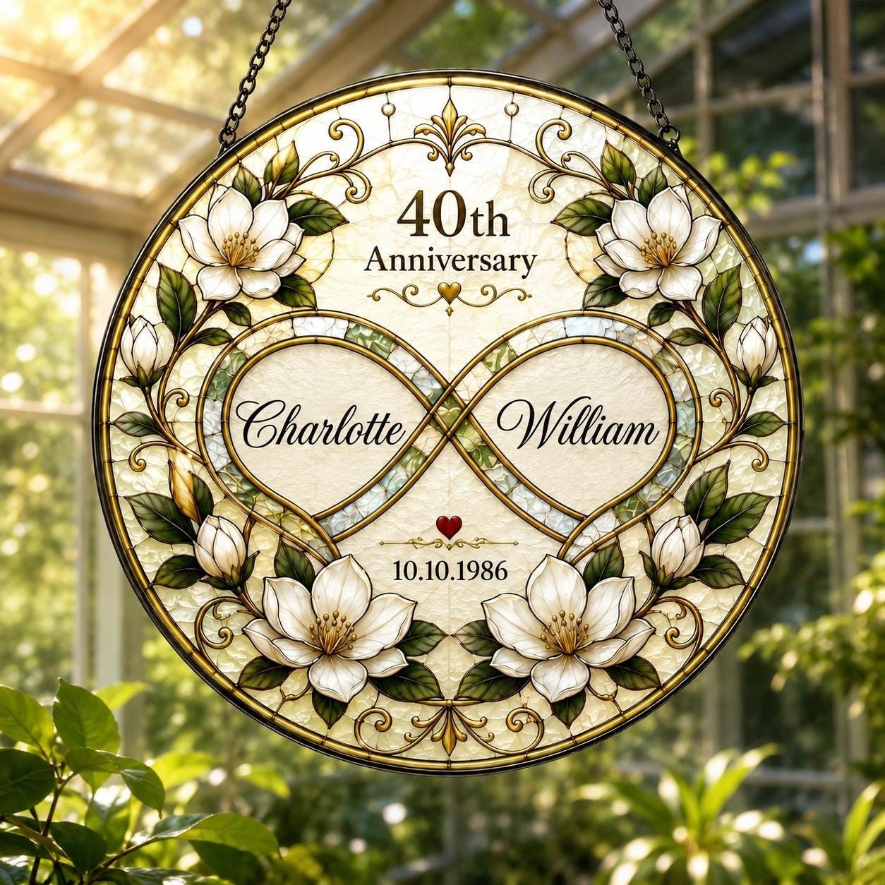 Personalized Anniversary Gift for Couple Glass Suncatcher, Wedding Anni Gift