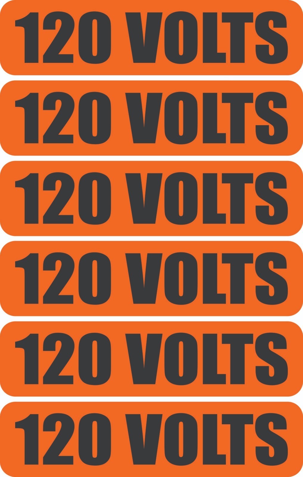 6x 120 Volts Warning Vinyl Decal | Outdoor Laminated Decal | Electrical Safety