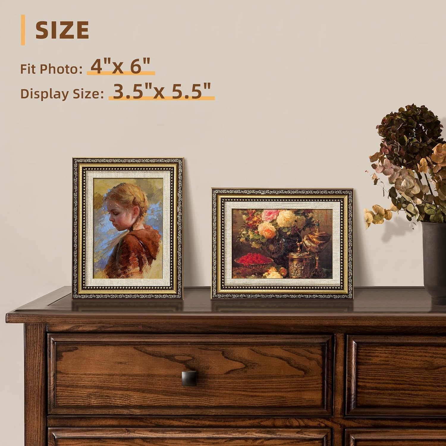 4×6 Picture Frame Gold, 1 Pack Vintage Picture Frames for Wall or Tabletop Di…