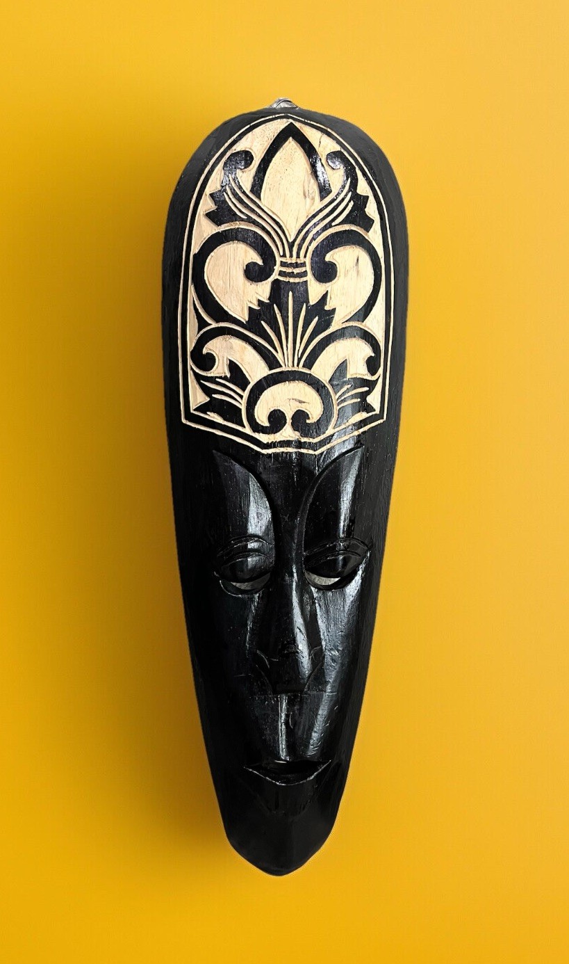 Tribal Mask Vintage Ethnic Art Hand Crafted Wood Sculpture Island Wall Decor