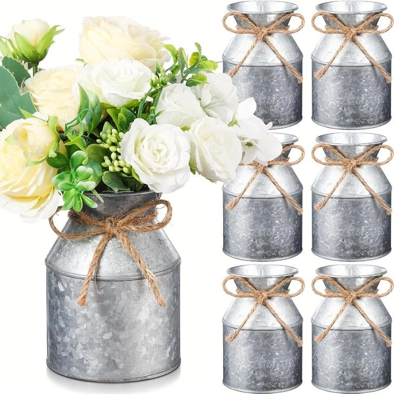 6 Pack Galvanized Metal Flower Vases Rustic Wedding Party Centerpiece Decor
