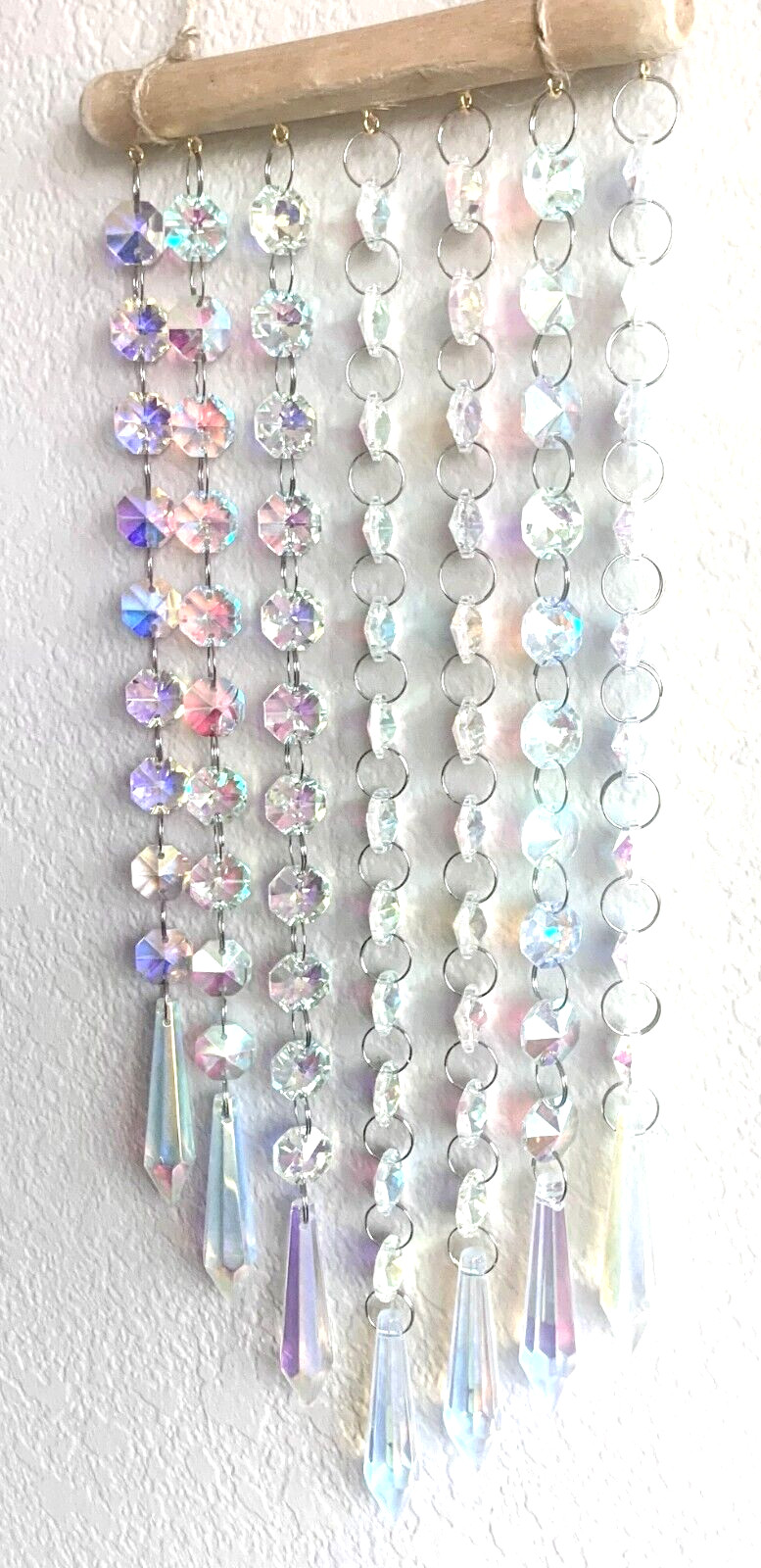 23&Prime; 7 Dangling Strands AB Crystal Prisms Suncatcher Curtain Sun Hanging New