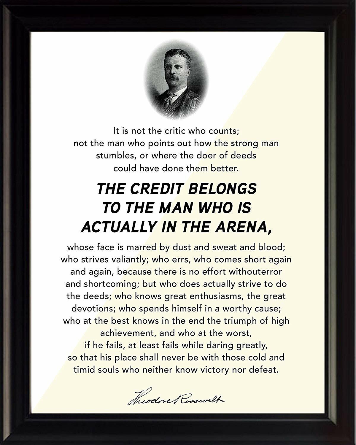 « The Man in the Arena » Motivational Poster Print Picture or Framed Wall Art