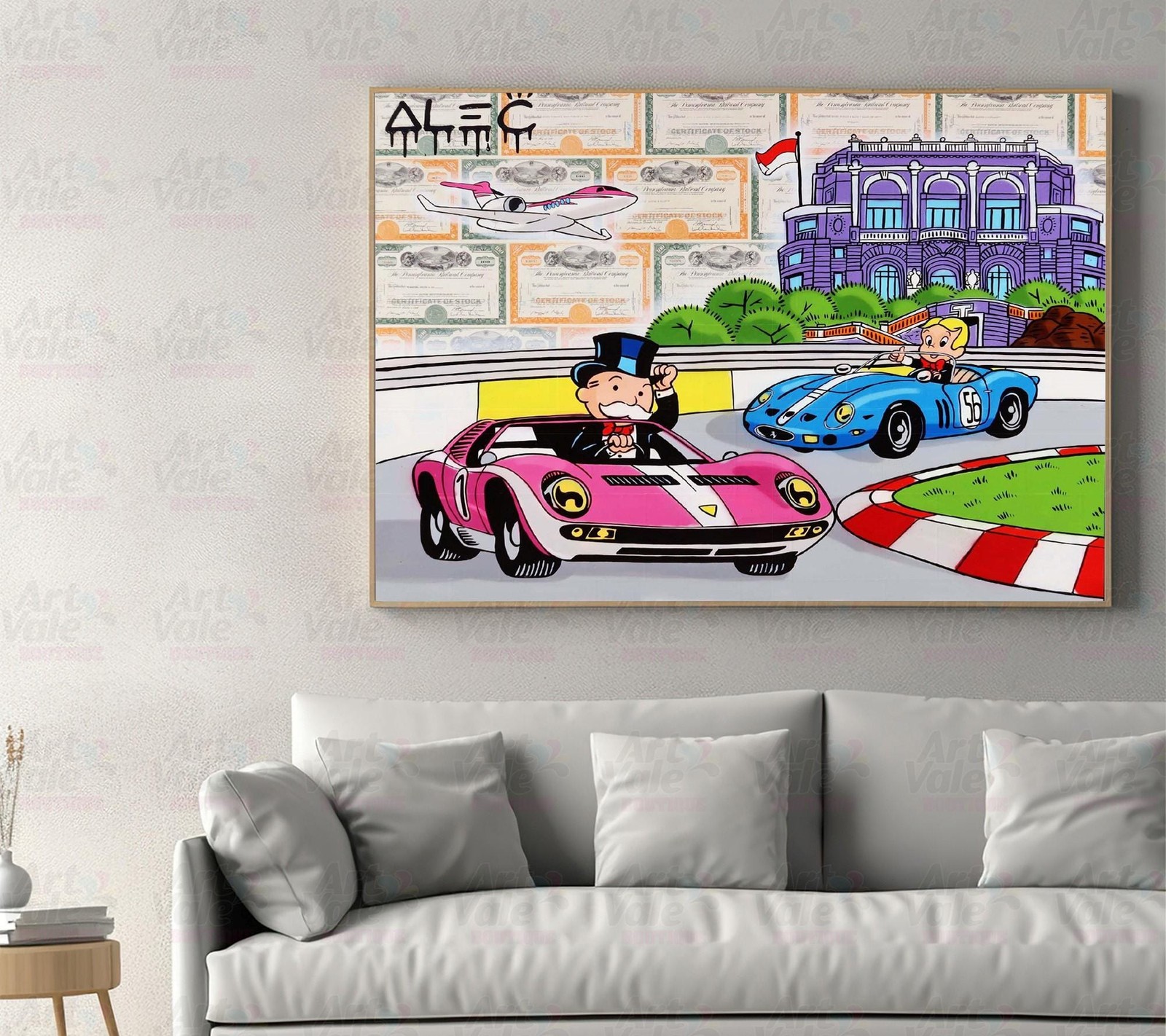 Alec Monopoly Monaco Racing Canvas Wrap Wall Decor PosterWall Art Print