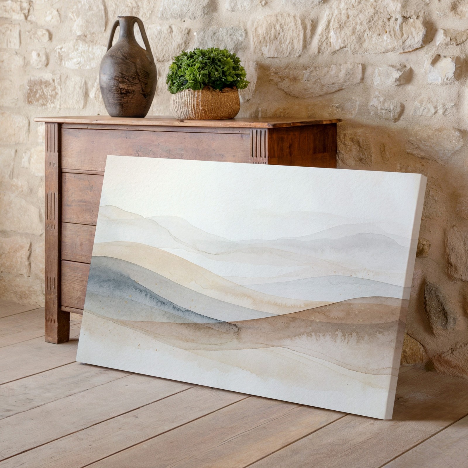 Neutral tones abstract landscape canvas wall art modern minimalist decor print