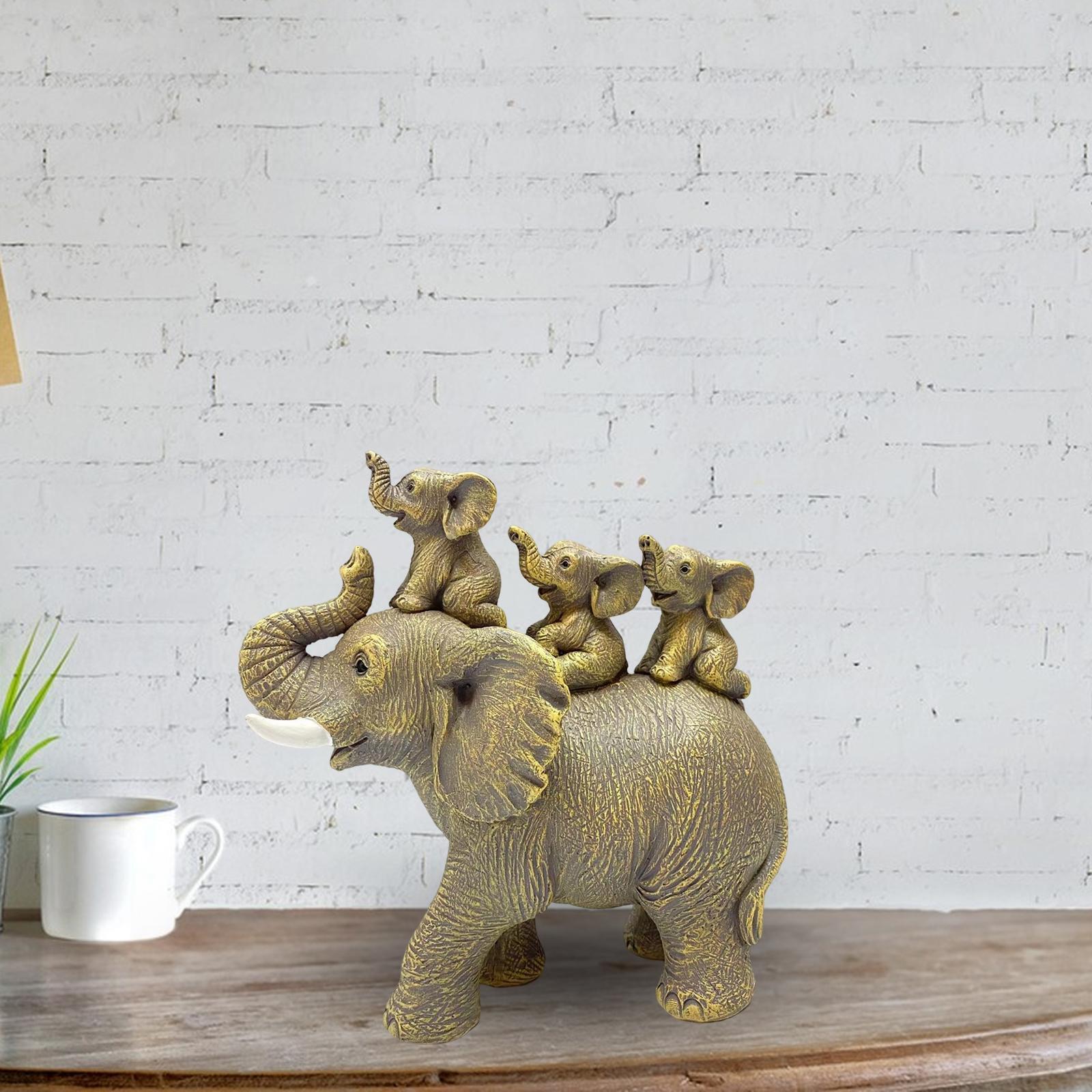 Creative Elephant Statue Collectable Table Resin Sculpture Craft Animal Figurine