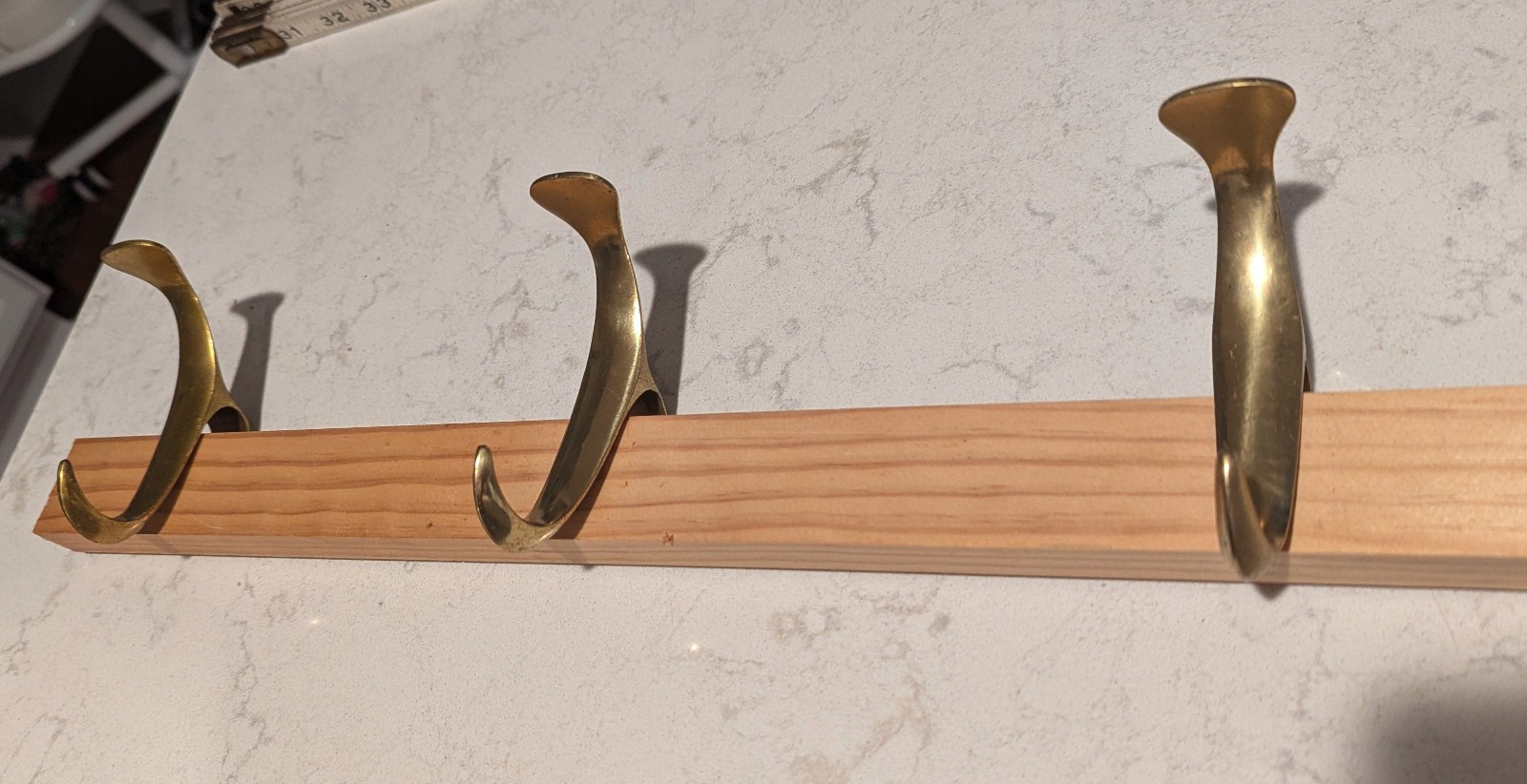 3 MCM Denmark Solid Brass Coat Hat Rack Hooks Parts Frem Rojle Aubock
