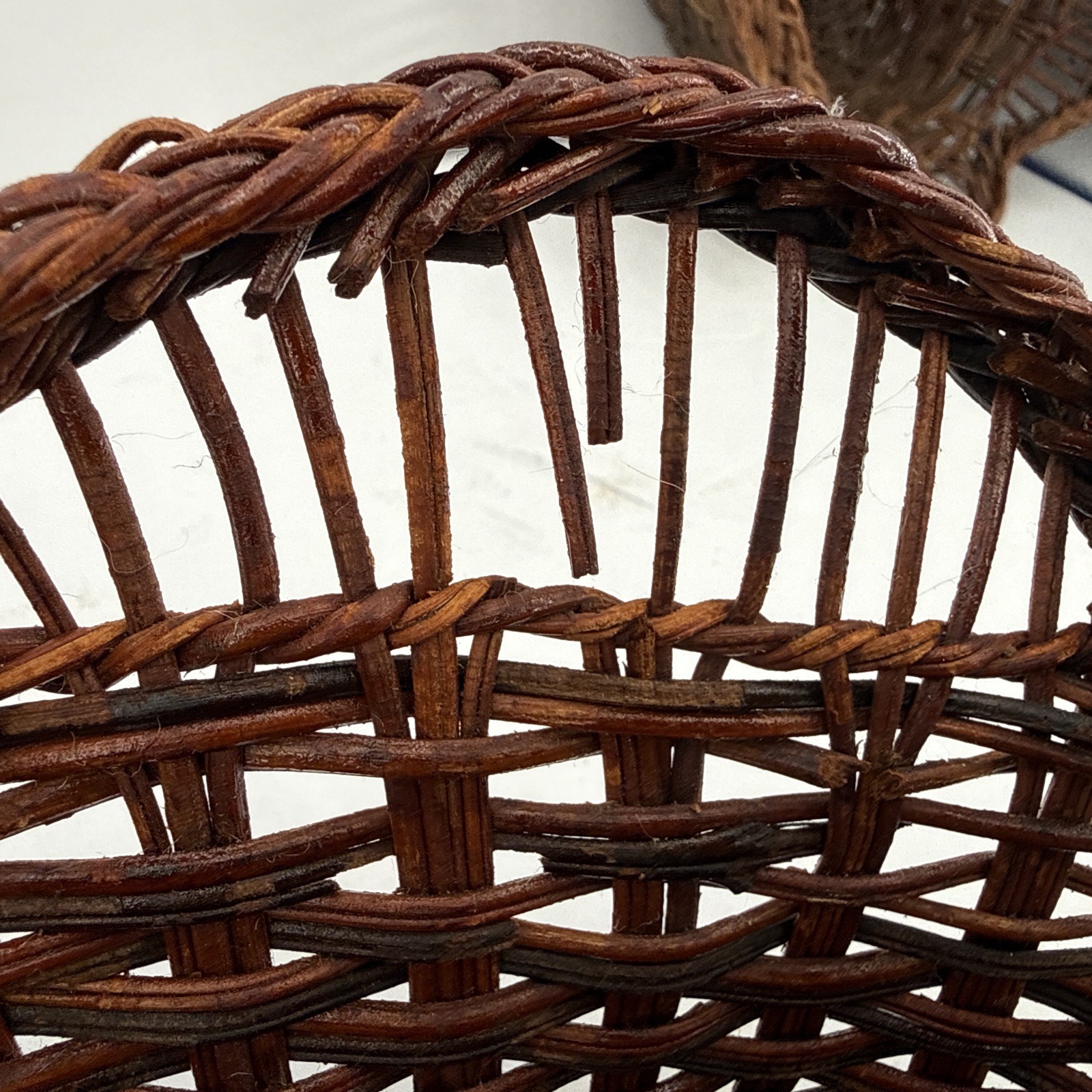 Vintage Set of 3 Wicker Nesting Baskets Handwoven Rattan Boho Farmhouse