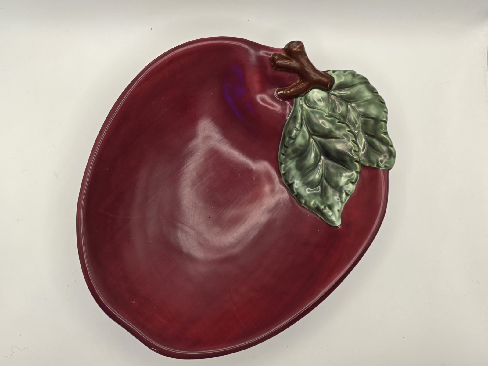 Vintage-Apple Shaped (7.25in) Ceramic Crafted Red Dish. Unmarked/Unknown