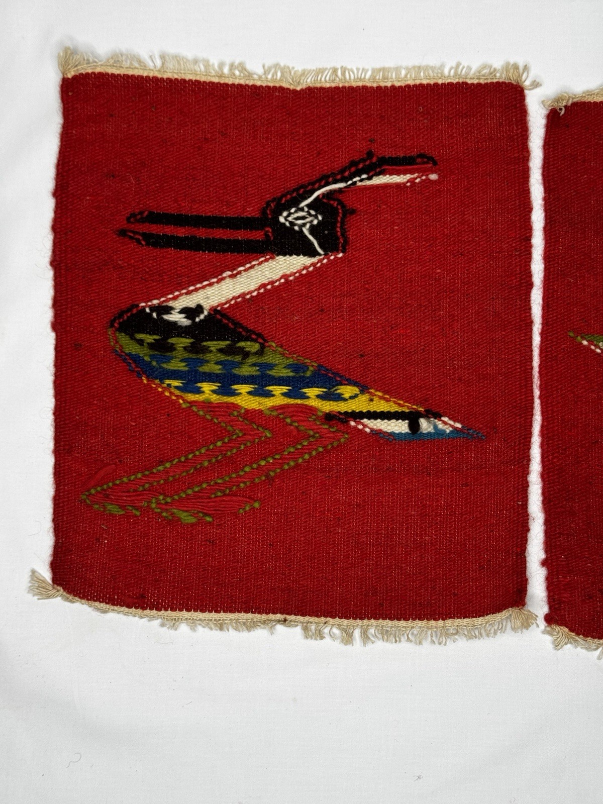 VTG Native Handwoven Wool Bird Tapestry Multicolor Feathered Folk Art Textile