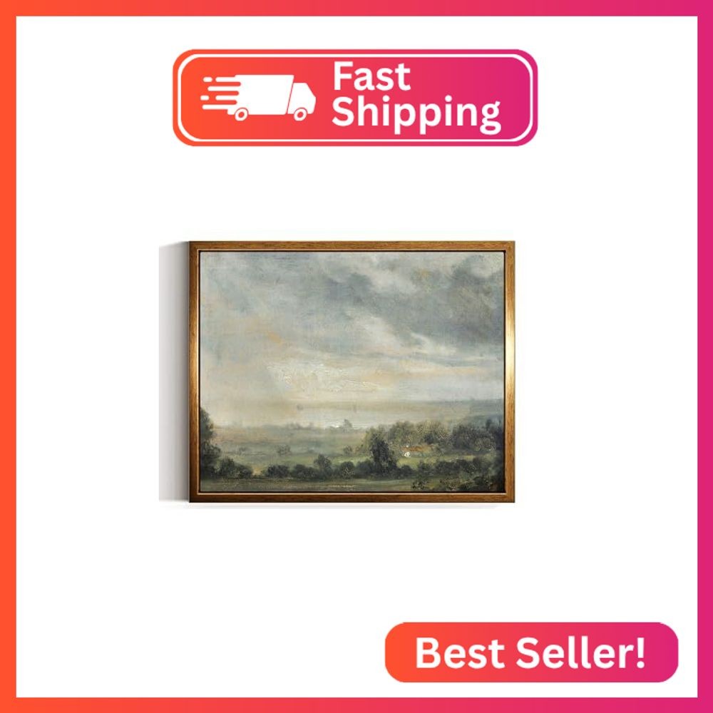 InSimSea Golden Framed Vintage Canvas Wall Art View From Elbe Valley Mountains L