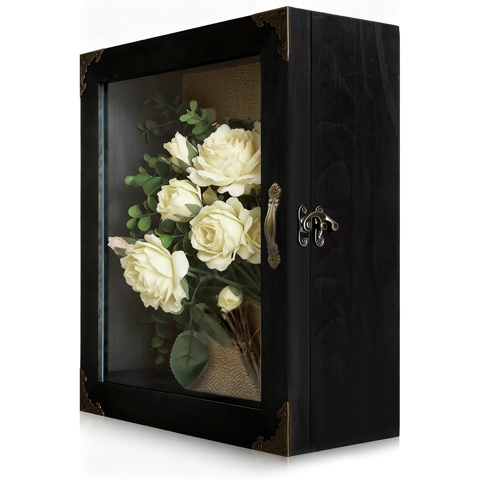 11×13 Shadow Frame 5 Inch Deep Display Case, Rustic Burnt Wood, Acrylic Door …