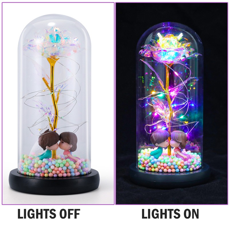 Colorful LED Eternal Galaxy Rose in Glass Enchanted Forever Flower Birthday Gift