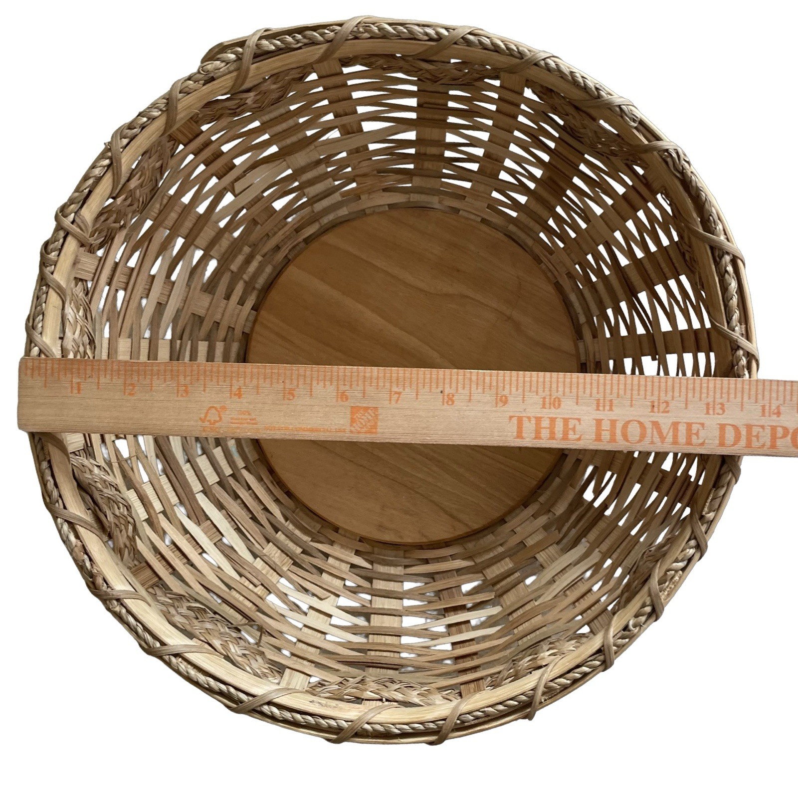Round Rattan Storage Basket Weaving Wicker Basket Bread Fruits Food Tray 14”
