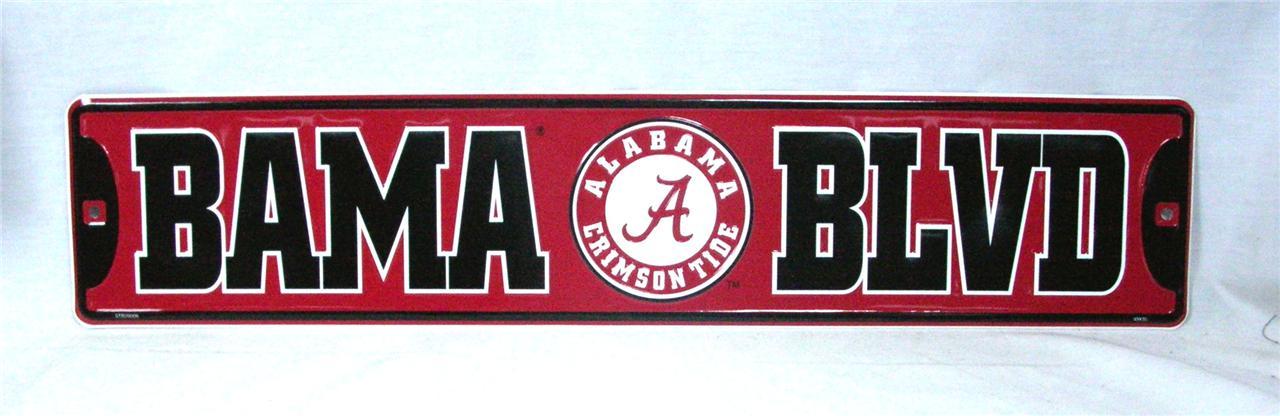 Alabama Crimson Tide Aluminum Street Sign BAMA BLVD Game Room Man Cave ROLL TIDE