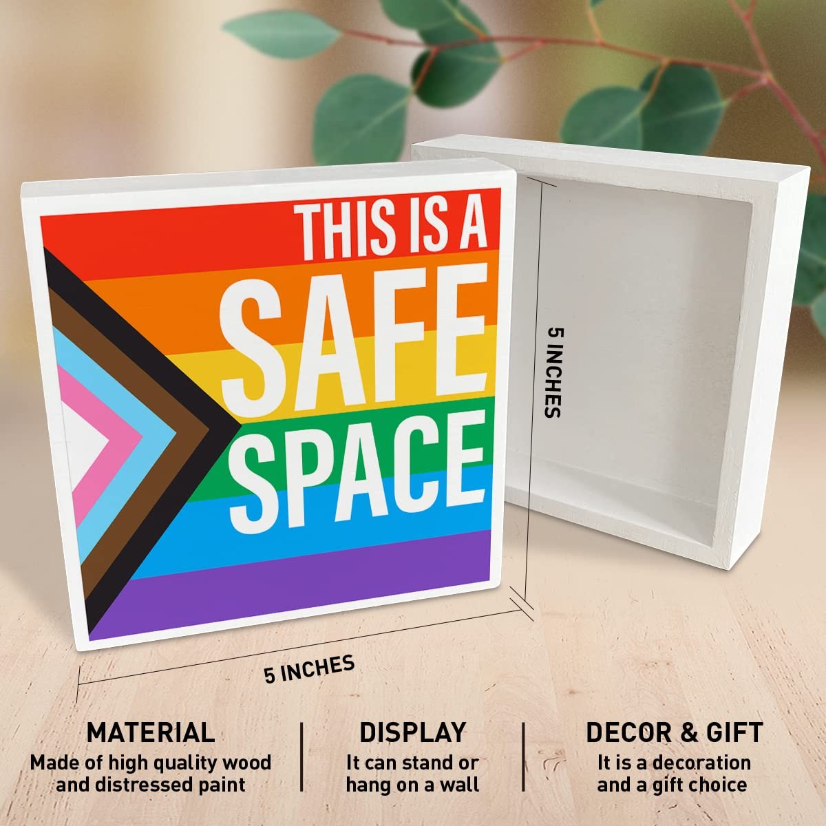 LGBTQ Gifts for Gay Men Women, Lesbian Gifts, LGBT Rainbow Pride Month Wood B…