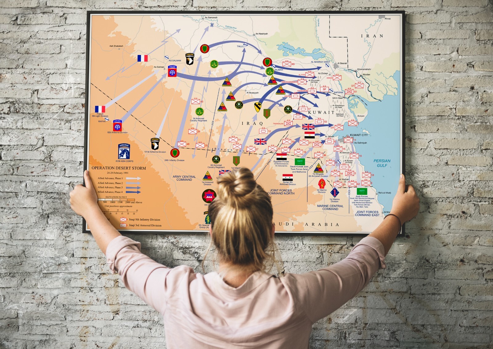 Operation Desert Storm Map – Ground Operations Feb 24-28 1991 – Gulf War Poster