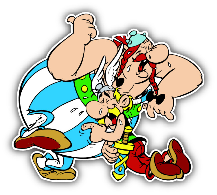 Asterix Obelix Drunk Laugh Cartoon Car Bumper Sticker Decal 5 » x 4 »