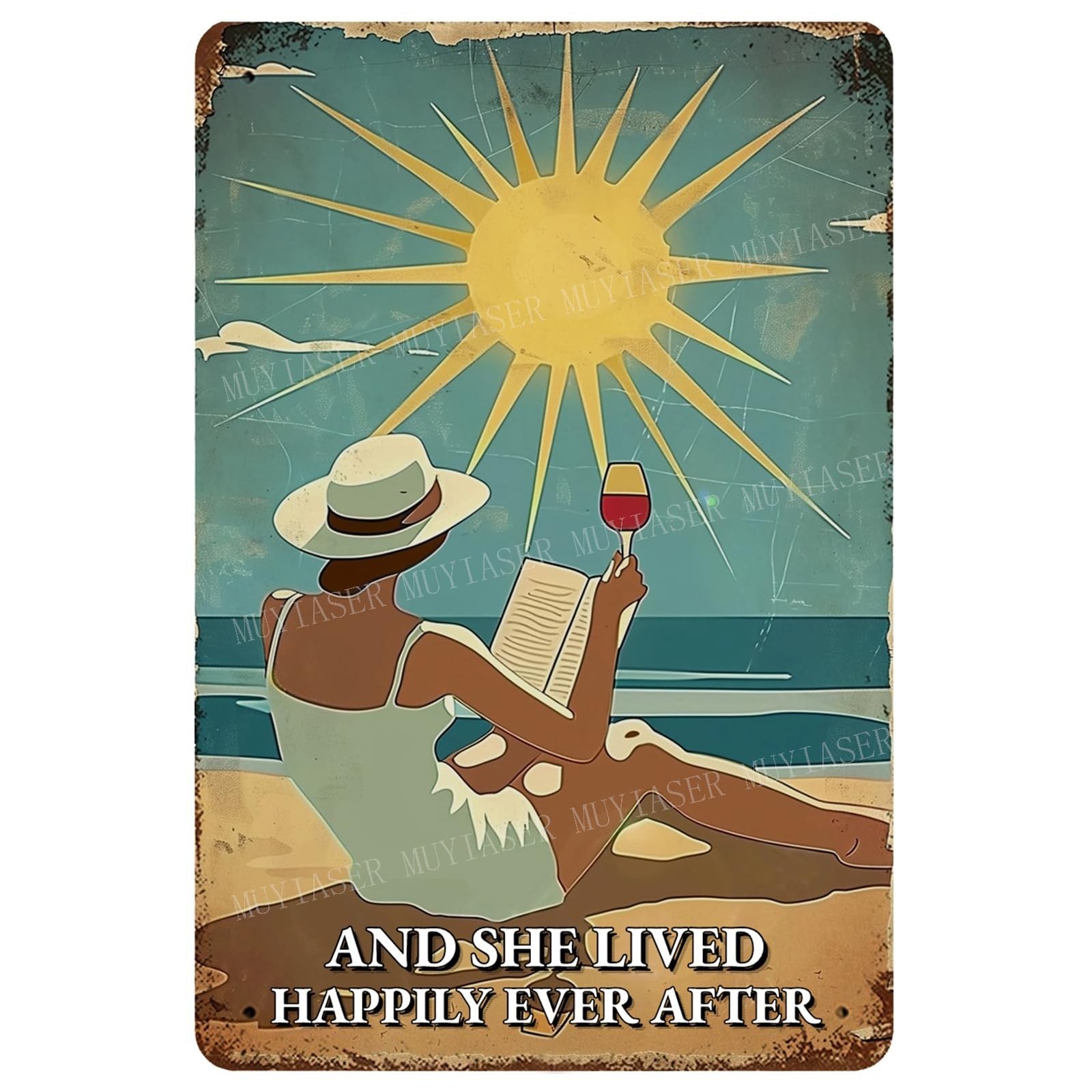 Retro Beach Metal Tin Sign Vintage Coastal Wall Decor for Home Bar Cafe 8×12
