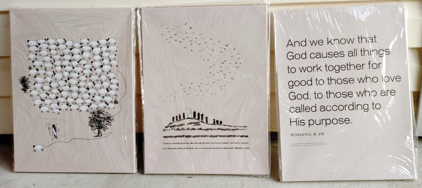 3pcs Set Canvas Wall Art Hanging Pictures Prints Christianity Bible Verse Decor