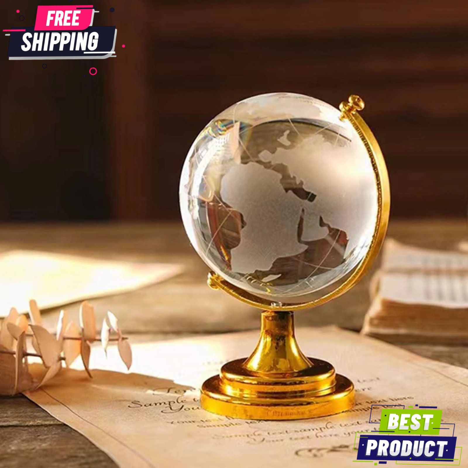 Geographic Earth Globe Decorative World Globe with Tiered Base Desk Globe (1 Pc)