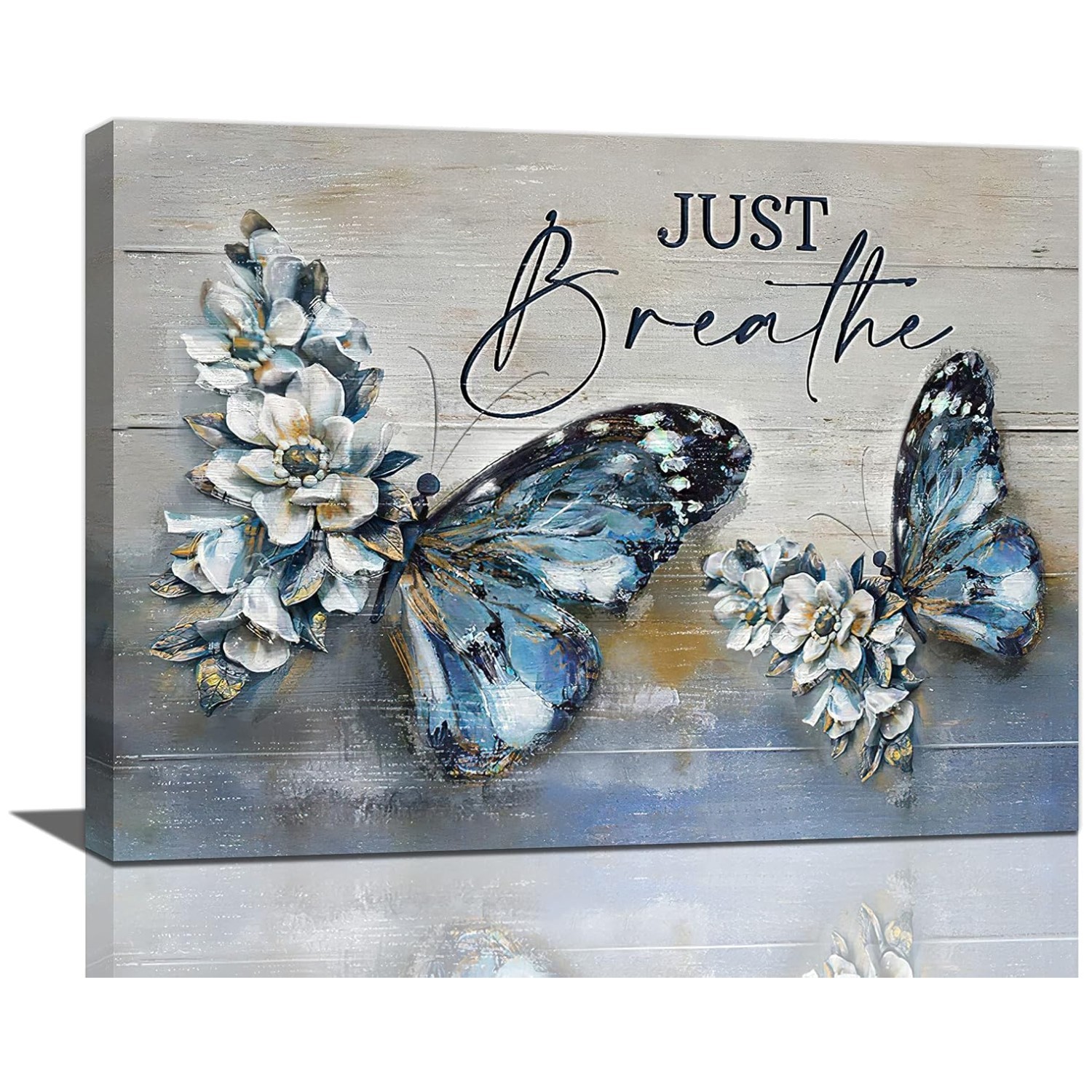 Blue Butterfly Canvas Painting – Framed Wall Art 24&Prime;x16&Prime;
