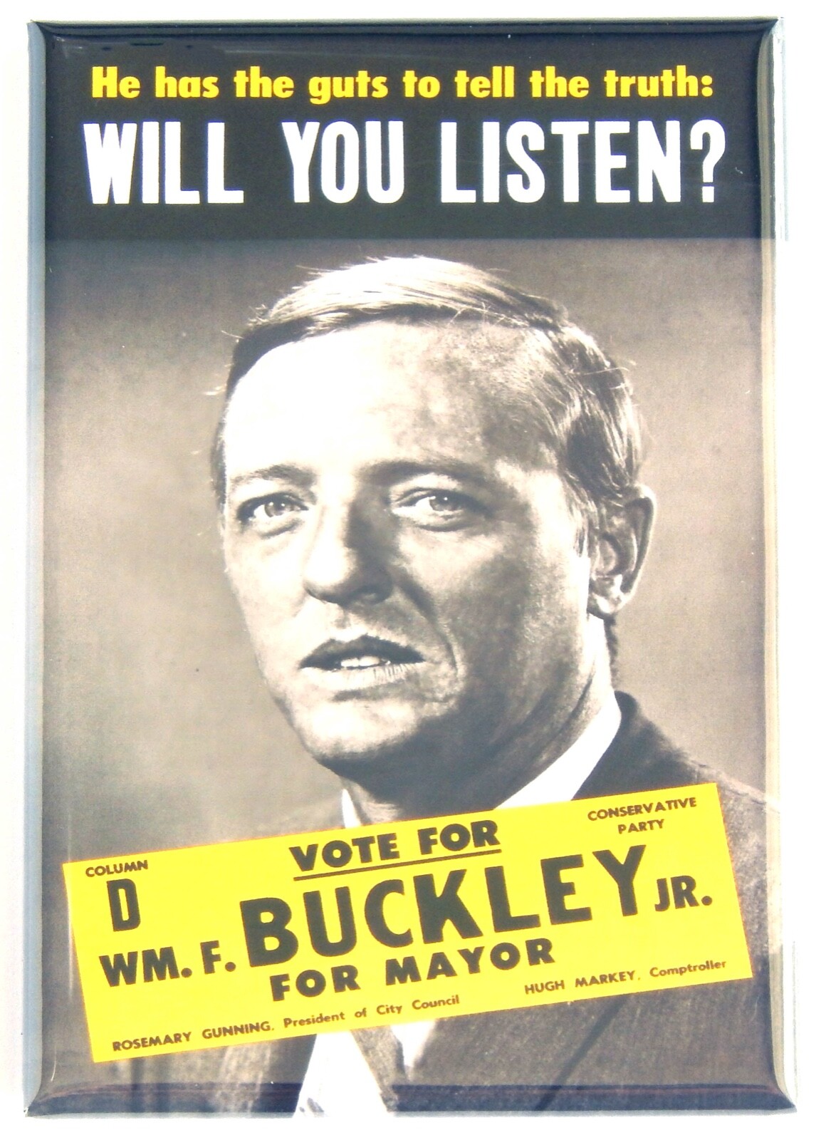 William F. Buckley for Mayor FRIDGE MAGNET political campaign poster