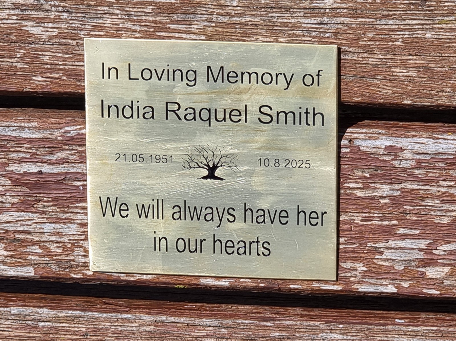 Solid Brass Memorial Plaque