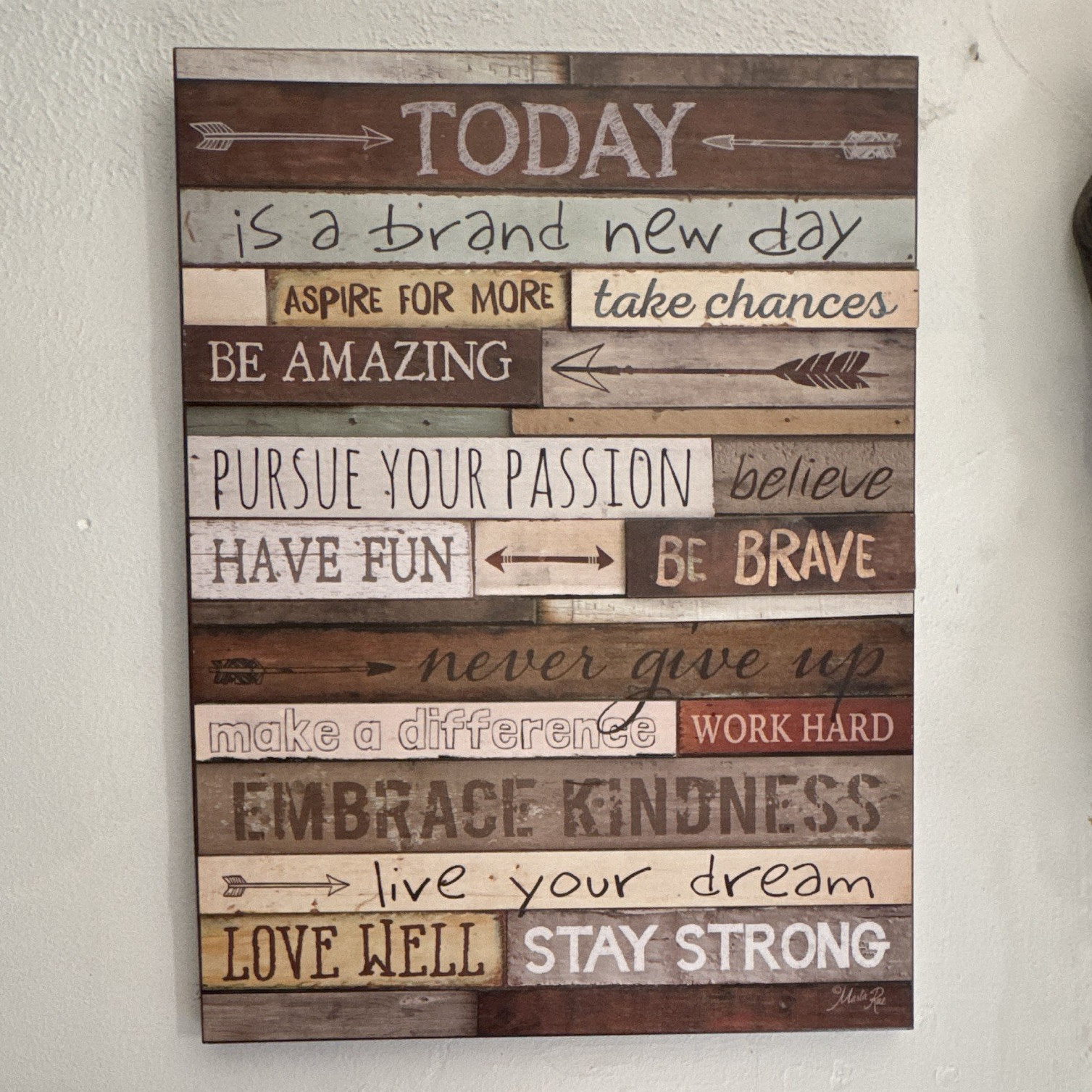 Inspirational Wood Wall Plaque “Today Is a Brand New Day” Hanging Sign