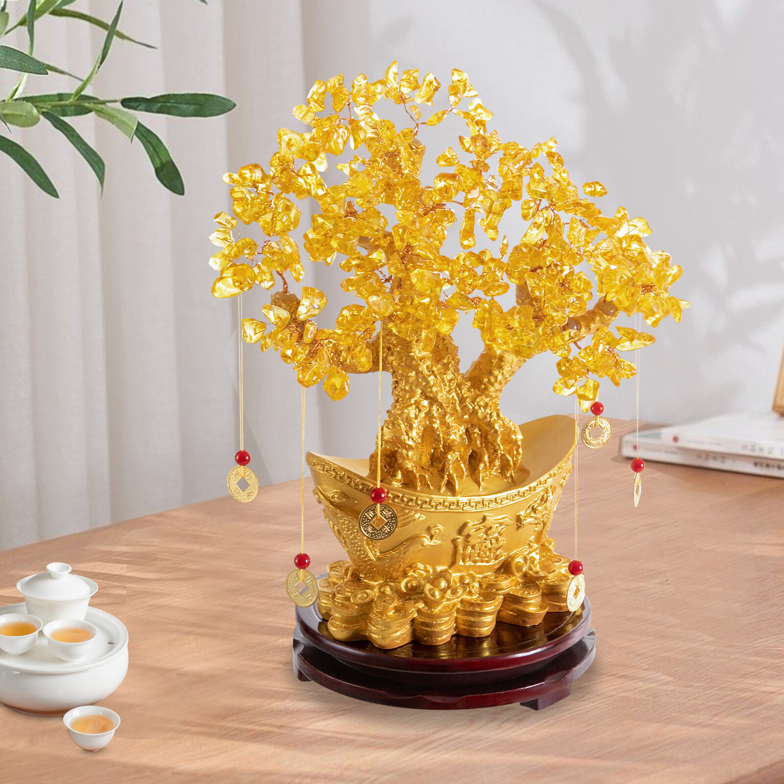 12.6in Golden Money Tree Decoration For Office, Home, Conference Room, Reception