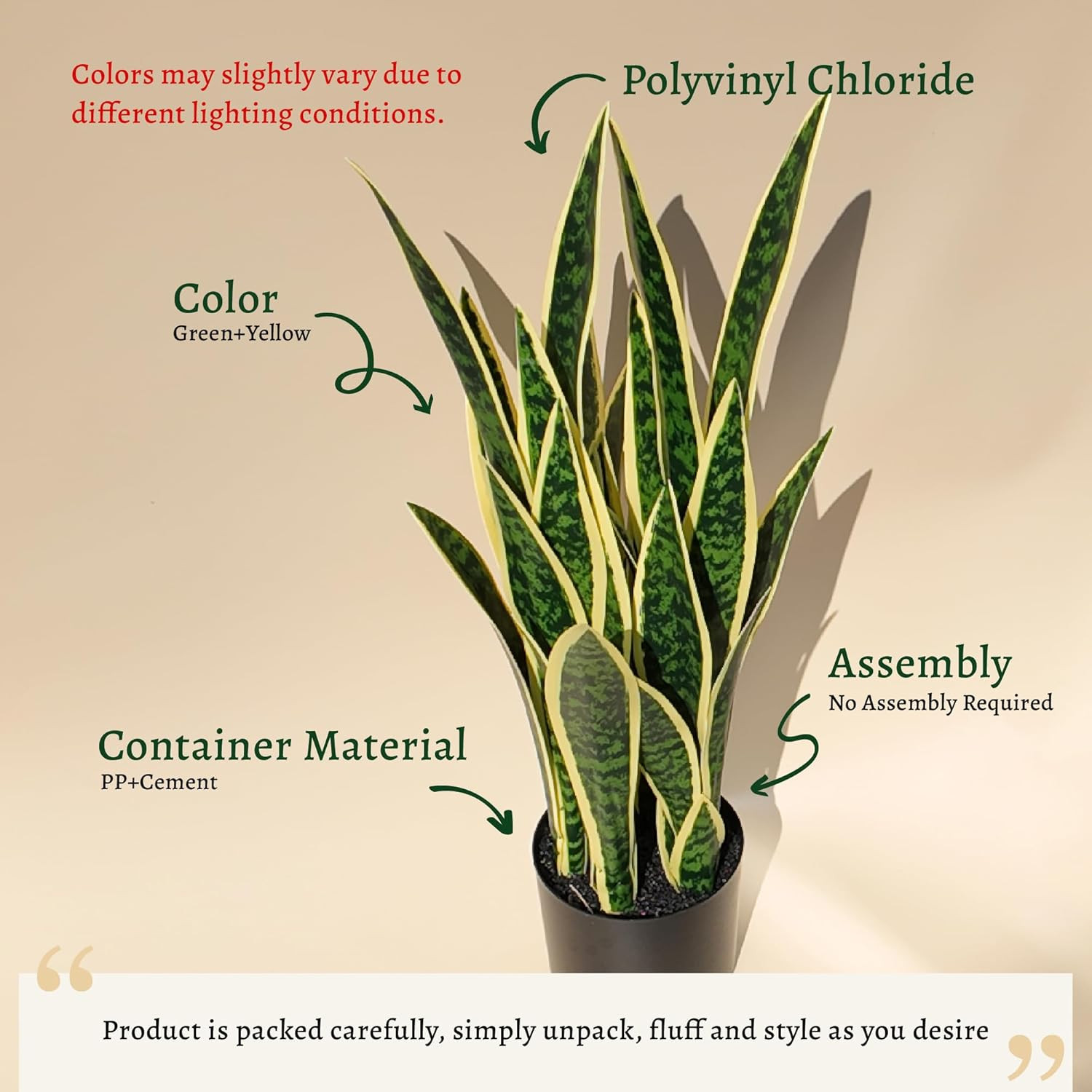 3Ft 2PCS Artificial Snake Plant, 35In Faux Sansevieria with PVC Lifelike Leaves
