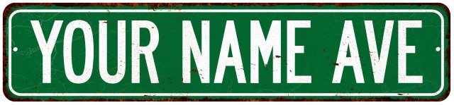Your Name Ave. Personalized Green Street Sign Custom Personal 4×18 104180001004
