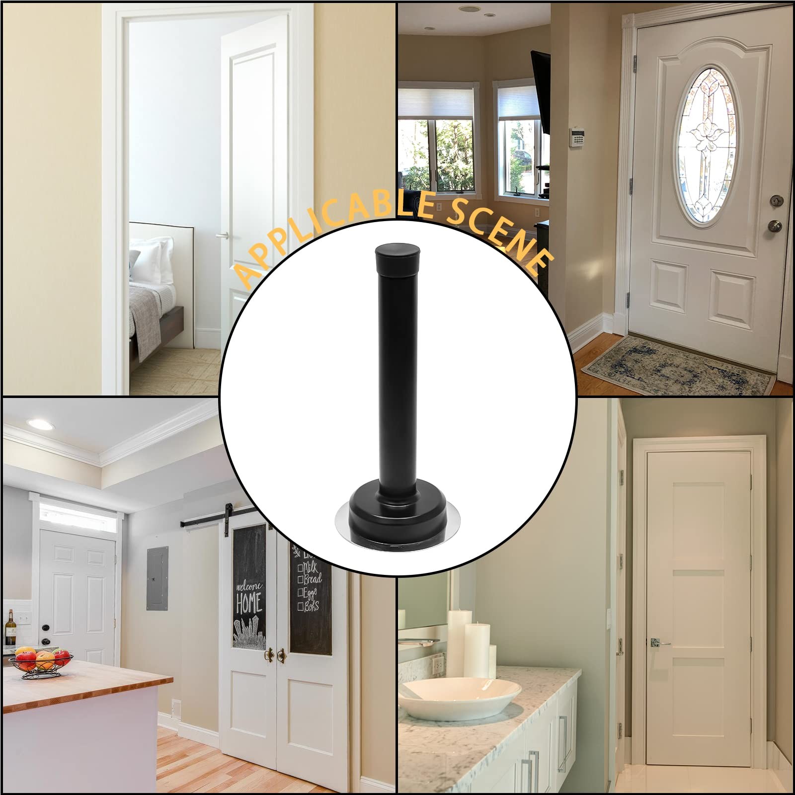 1pc 5 Inch Door Stops, Adhesive Long Door Stopper, Stainless Steel Sound Damp…