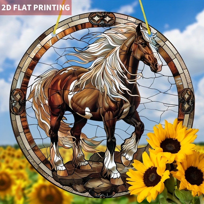 Free Spirit Horse with Flowing Mane Acrylic Suncatcher for Western Decor Lovers