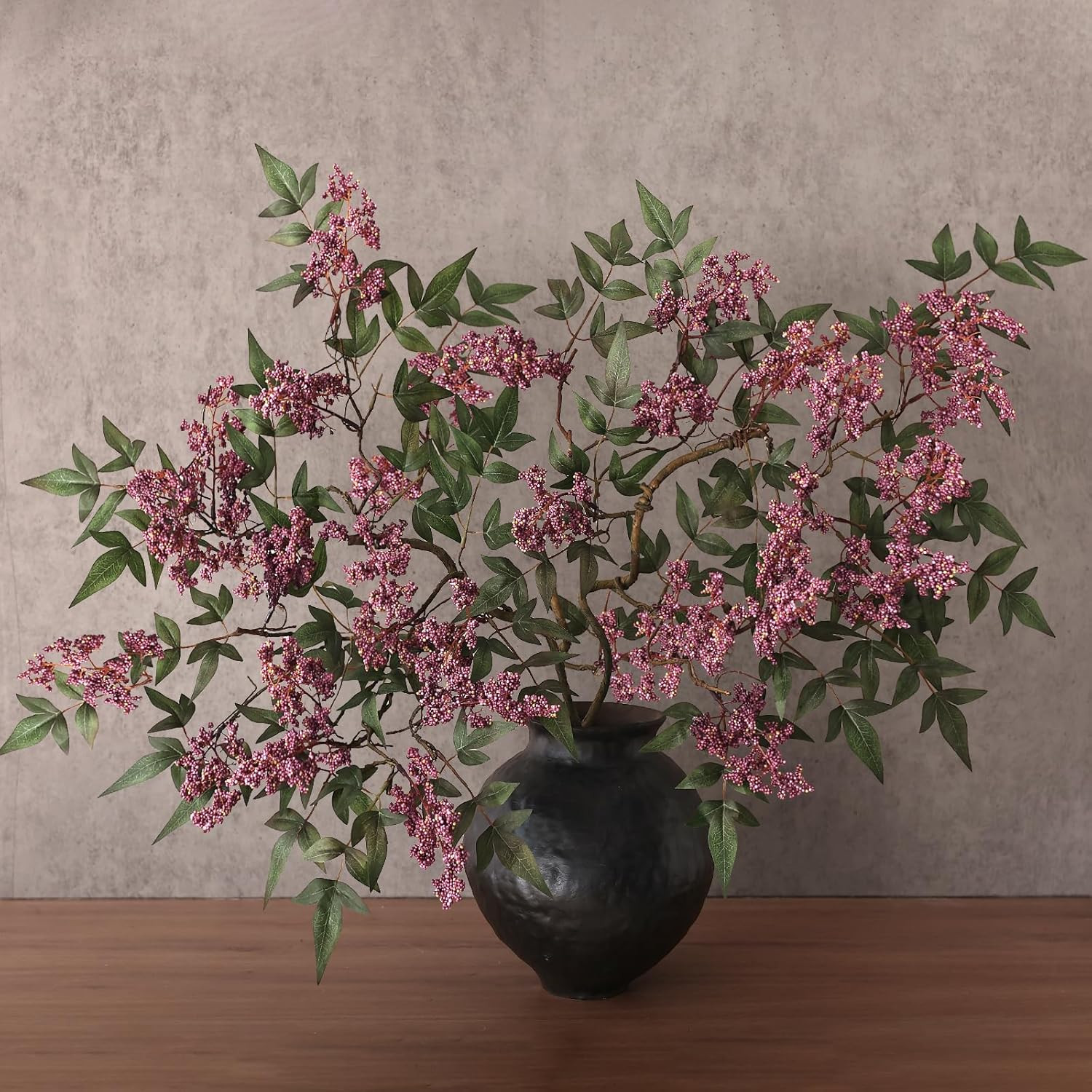2 Pcs 36&Prime; Dusty Plum Nandina Berry Stem – Realistic Greenery for Home Decor