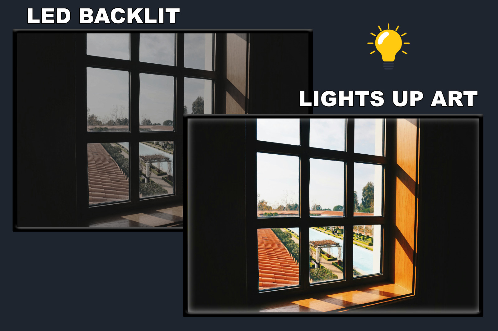 LED Backlit Window View Wall Art Lighted Frame – view of pool