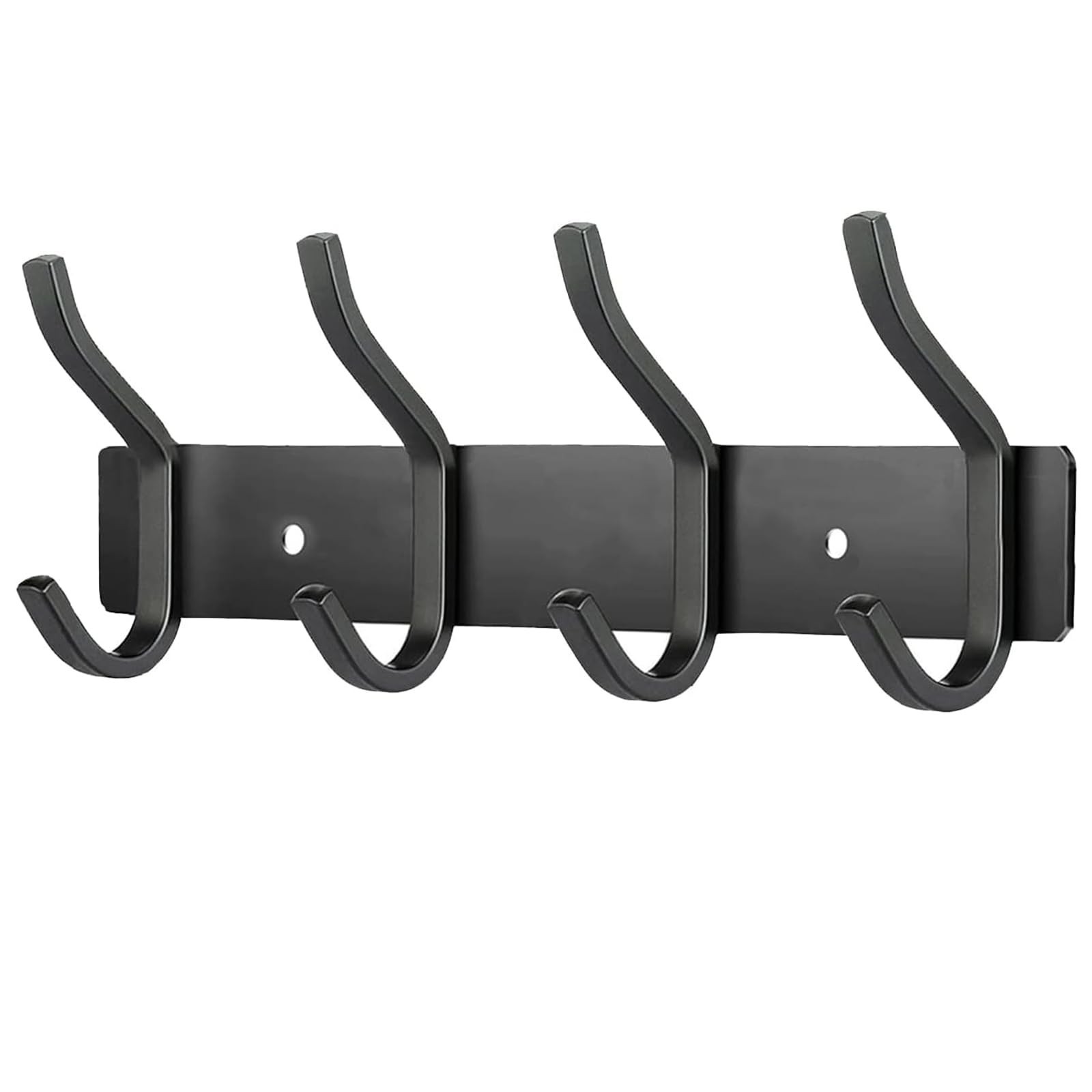 Black Wall Hooks, 12 Inch Coat Rack Wall Mount with 4 Hooks, Wall Hooks Heavy…