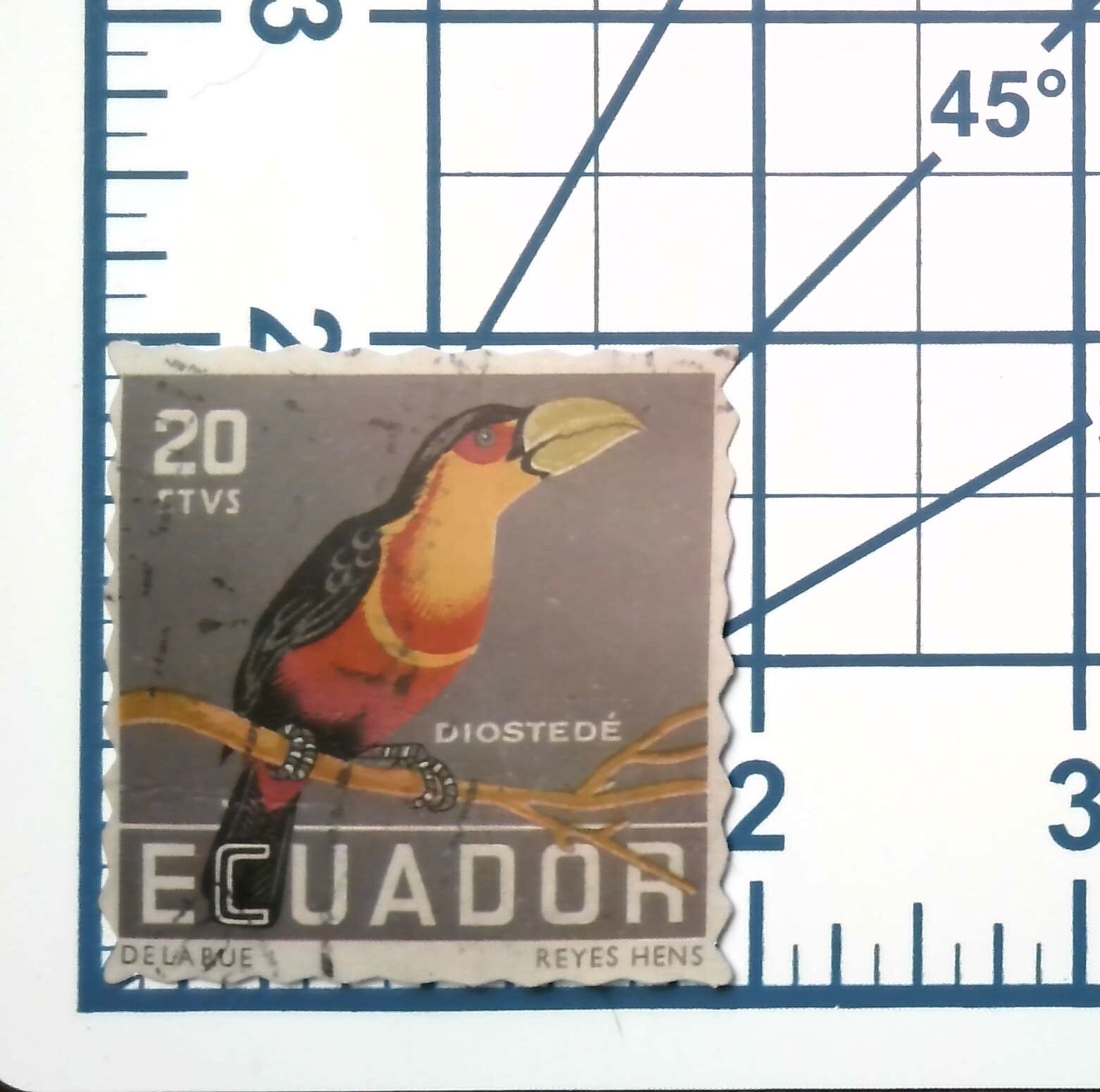 Ecuador Toucan Sticker Die Cut Vintage Stamp Decal Bird Journal Scrapbooking