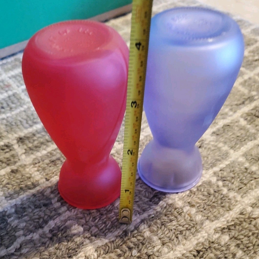 2 Crocus Flower Bulb Forcing Starter VASE Lot Pink Purple Glass EEC GP
