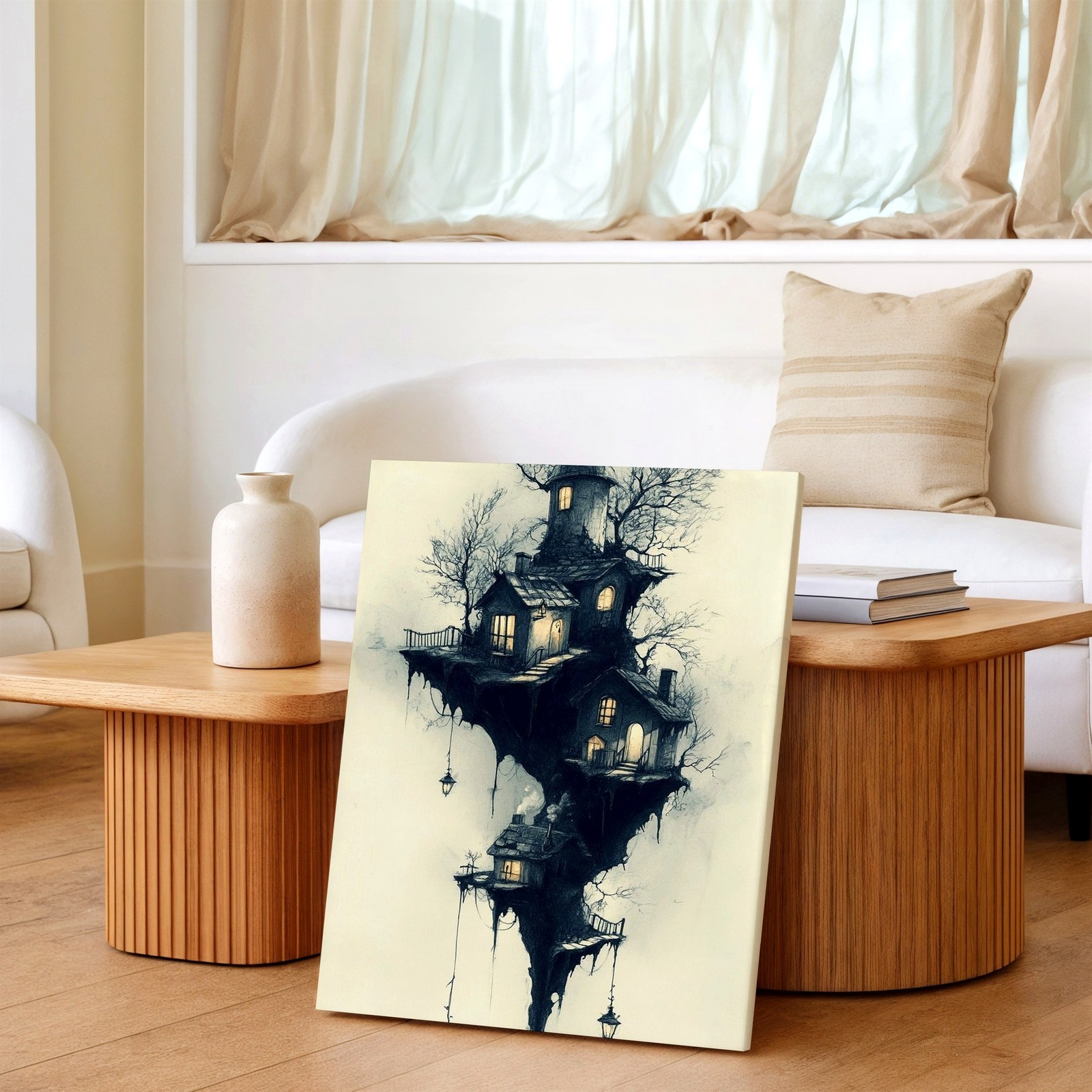 Wall Art Gothic Haunted Treehouse Print Dark Fantasy Floating House Poster Print