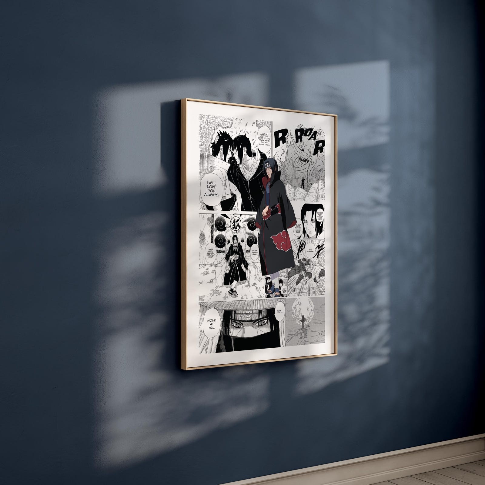 Itachi Uchiha Manga Panel Poster Naruto Canvas Curated Wall Art Anime Decor