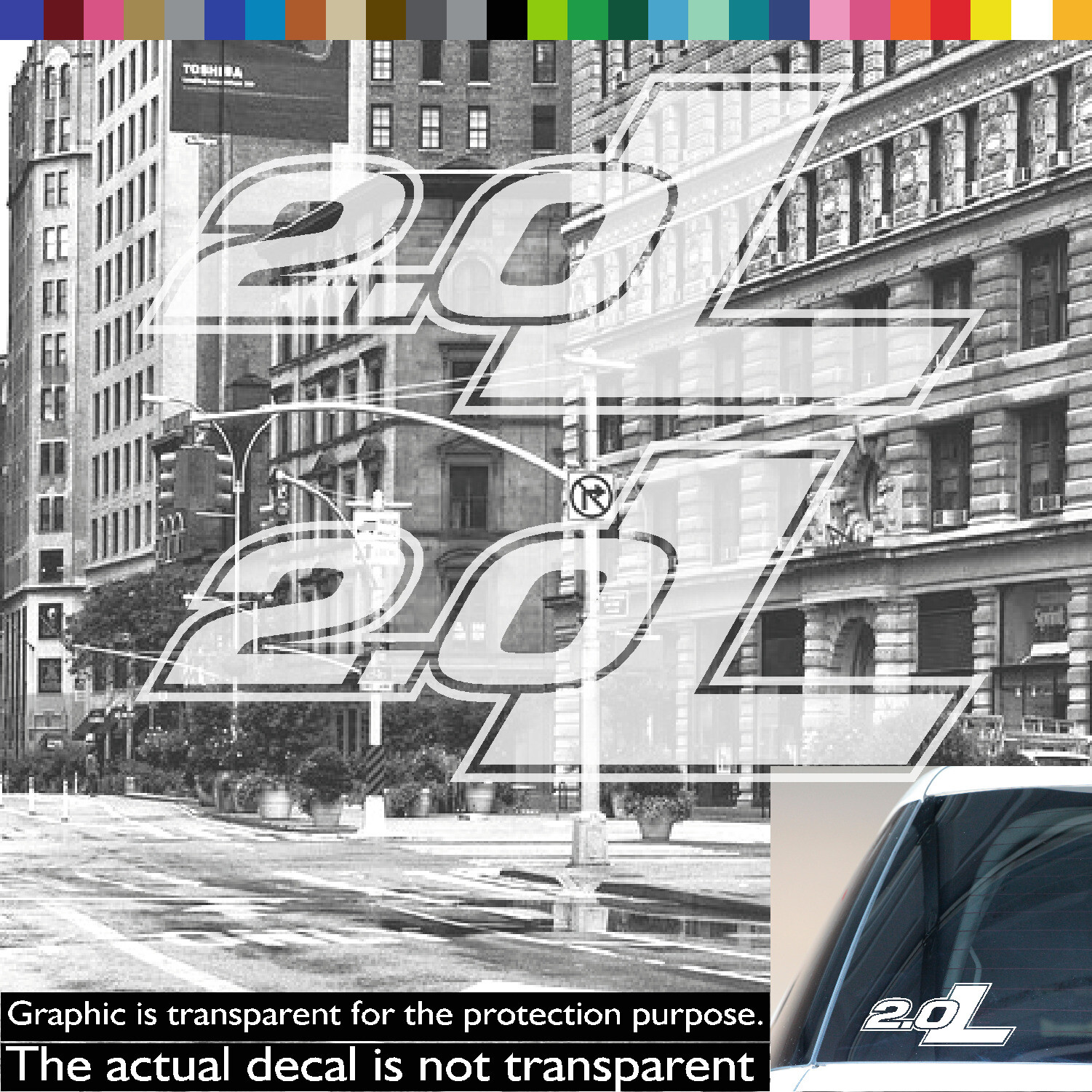 2.0 L 2.0L LITER CC Engine Size Decal Sticker (Pair)