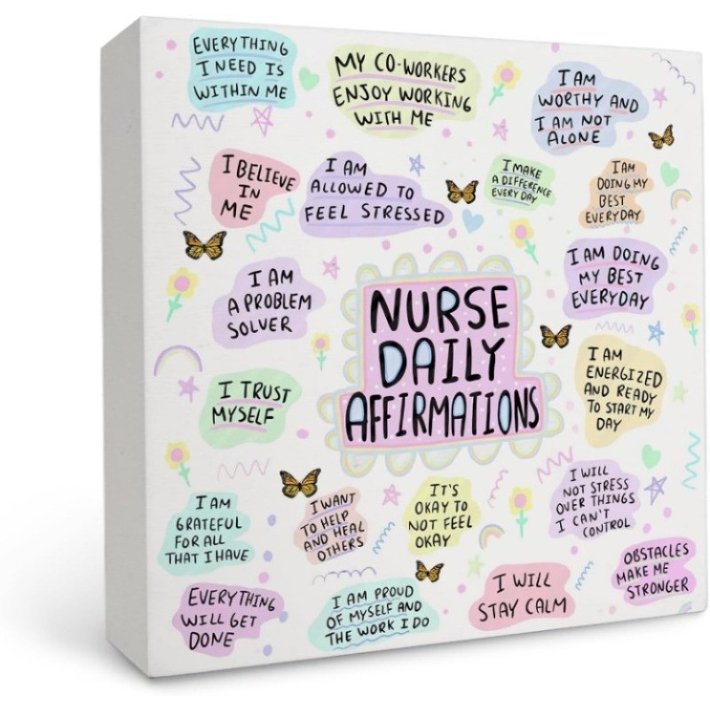 « Nurse Daily Affirmations » Pastel Wood Sign Nurse Office Inspirational Accent