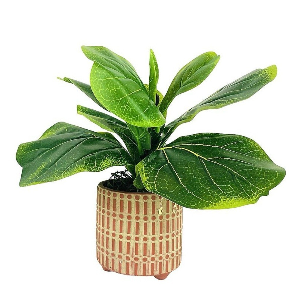 NWT Faux Green Fiddle Leaf Potted Plant – Decorative Home Accent