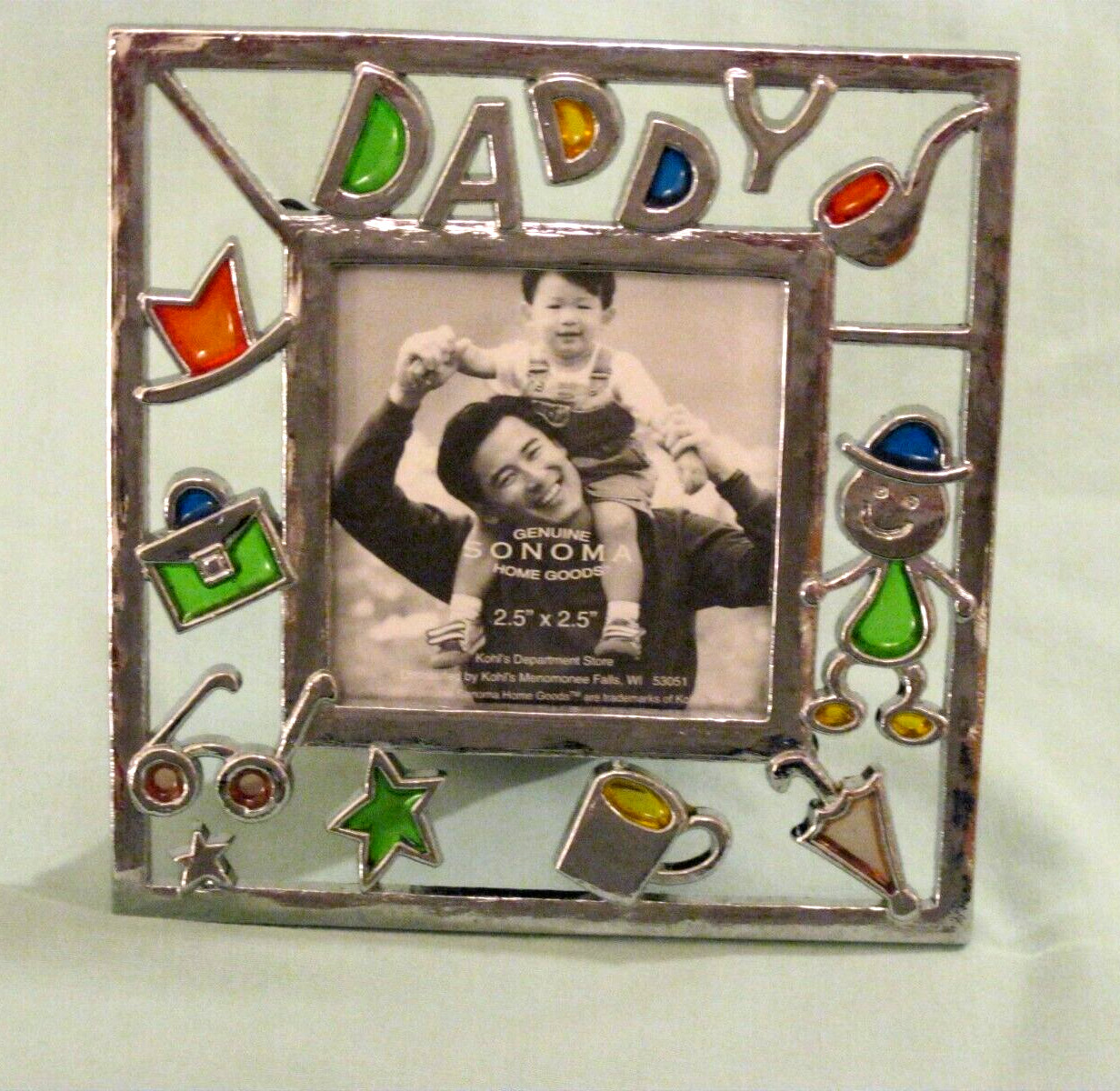 VTG Sonoma DADDY Picture Frame fits 2 1/2&Prime; x 2 1/2&Prime; Free Standing Fathers Day FS